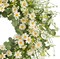 Summer 24 Inch Artificial Daisy Flower Wreath with Eucalyptus Leaves, Silk Flowers, and White Berries for Front Door and Wall Decor